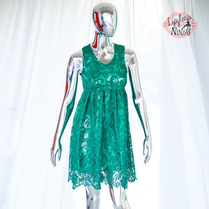 Green Lace empire waist dress